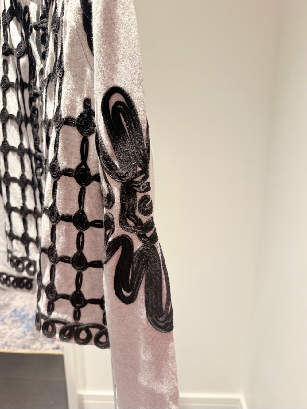 NIC+ZOE White Jacket with Black Embroidered Grid and Floral Accents - Picture 5 of 5